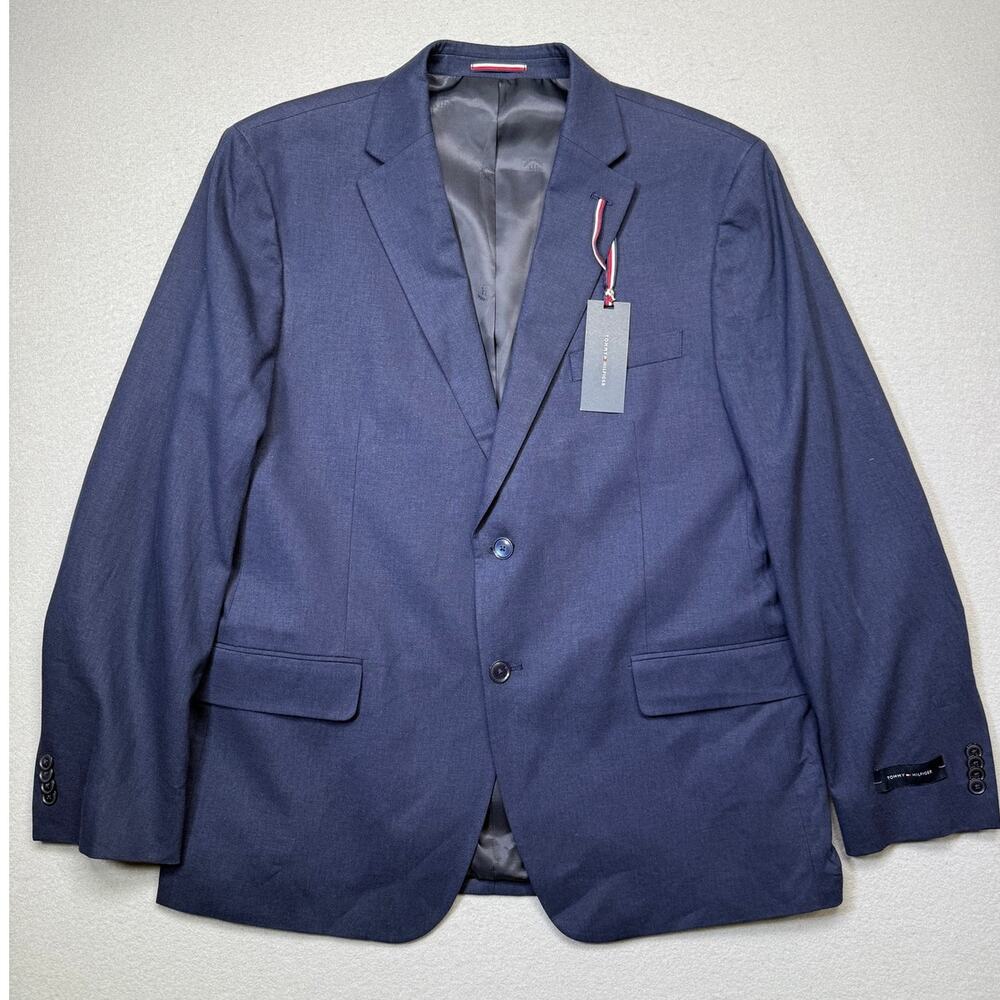 Tommy Hilfiger Men's Modern-Fit 100% Linen Sport Coat Navy 46R $295
